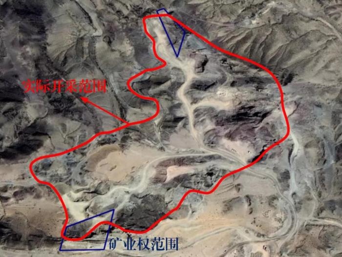 2021年5月的衛(wèi)星遙感影像顯示，白土崗子石料廠礦業(yè)權(quán)面積僅16.65畝，越界開采達207畝，超出12.4倍