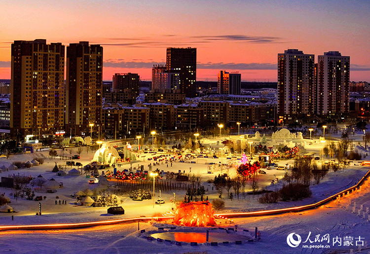 2024年12月20日拍攝的呼倫貝爾市城市越野滑雪公園景色（無人機照片）。王正攝