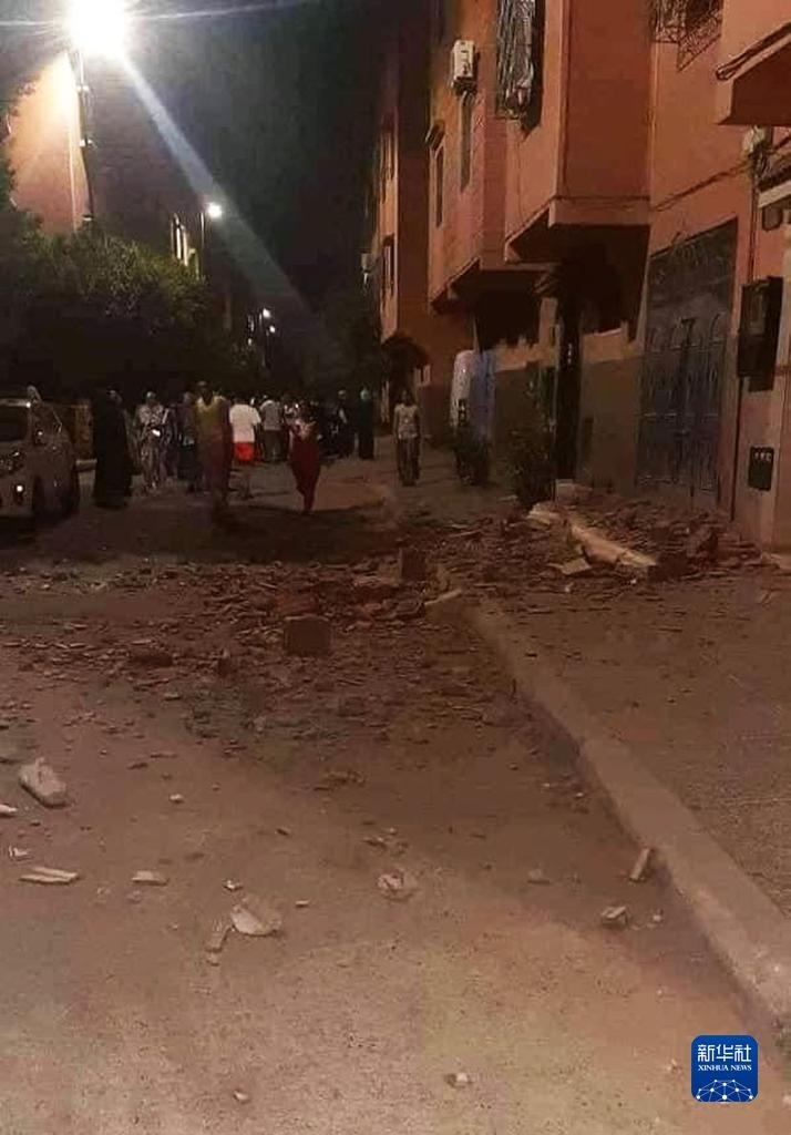 這是9月9日在摩洛哥南部城市馬拉喀什拍攝的震后景象。新華社發(fā)