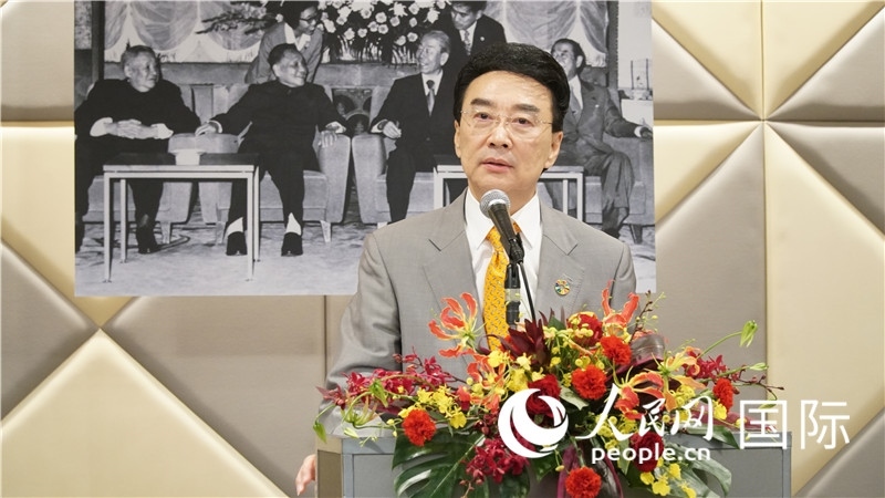 在日中國企業(yè)協會會長王家馴致祝酒詞。人民網 蔣曉辰攝