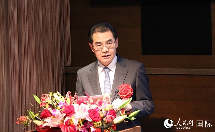 中國駐日本大使吳江浩發(fā)表致辭。人民網(wǎng) 許可攝