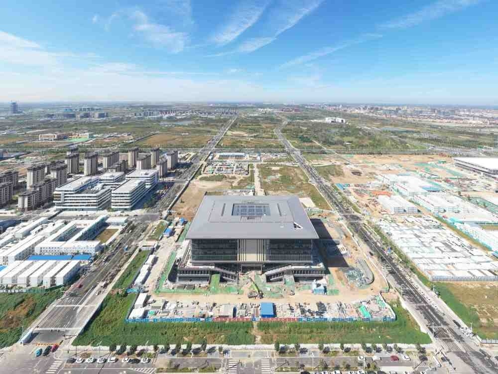 這是雄安新區(qū)大學園圖書館（2023年10月1日攝，無人機照片）。新華社記者 朱旭東 攝