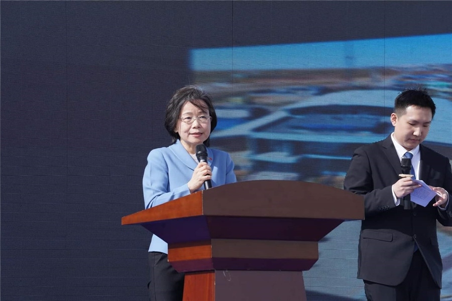 3月24日，沈敏娟大使致辭。駐蒙古使館供圖