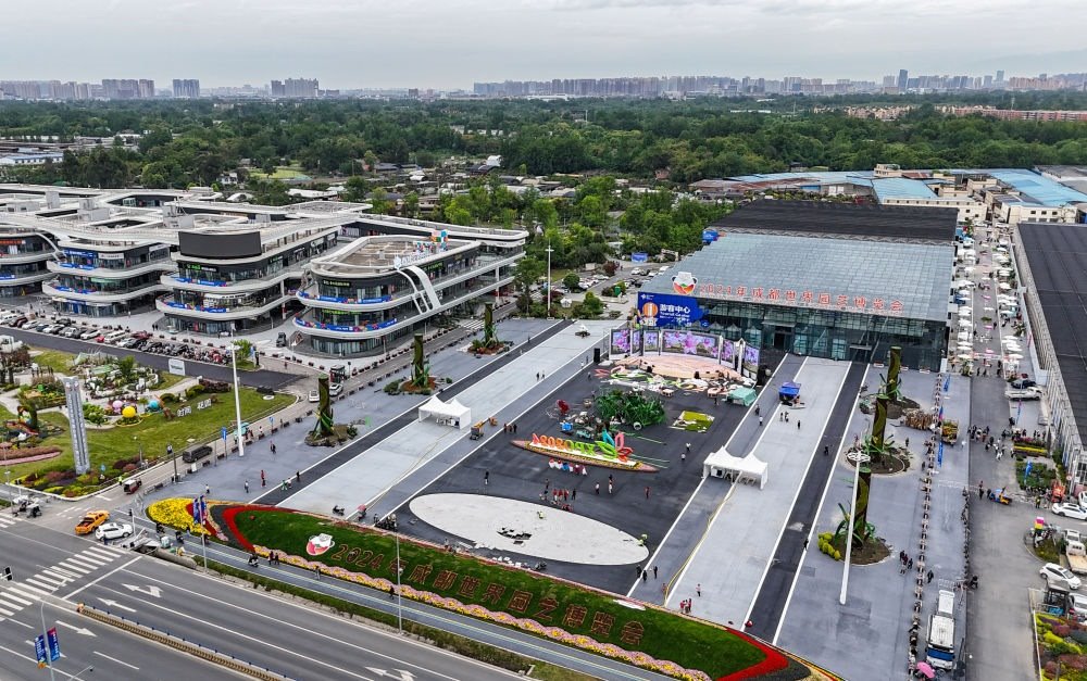 這是2024年4月23日拍攝的成都世園會郫都分會場（無人機照片）。新華社記者 王曦 攝