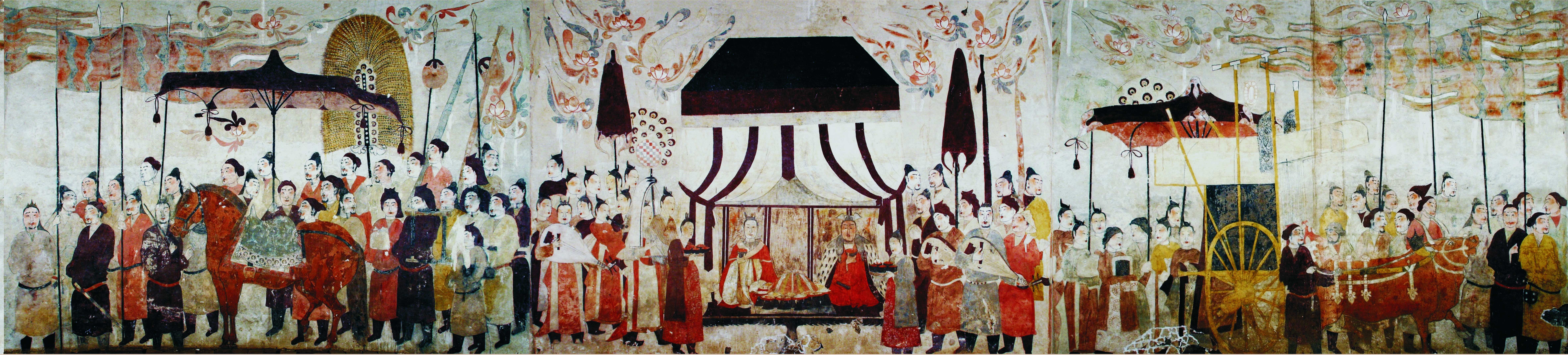 這是徐顯秀墓室壁畫展開圖。太原北齊壁畫博物館供圖