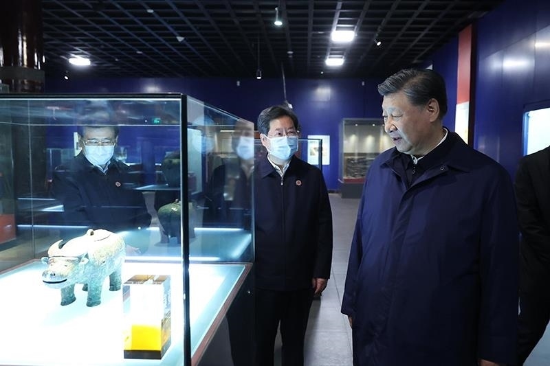 △2022年10月28日，習(xí)近平總書記在河南安陽市殷墟博物館考察。