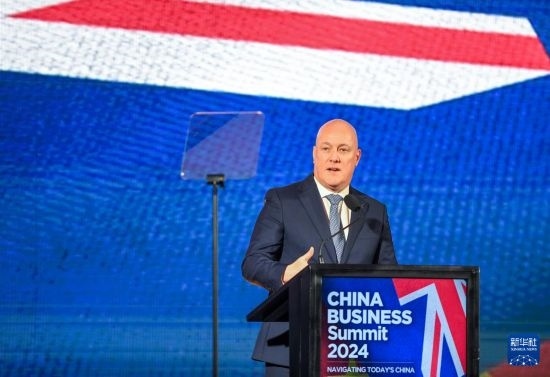 5月20日，新西蘭總理拉克森在奧克蘭出席新西蘭中國商業(yè)峰會并講話。新華社記者 郭磊 攝