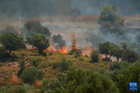 6月12日，以色列北部加利利地區(qū)遭受火箭彈襲擊后冒出滾滾濃煙。新華社發(fā)（阿亞爾·馬戈林?jǐn)z/基尼圖片社）