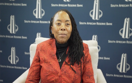 南非儲備銀行副行長、審慎監(jiān)管局首席執(zhí)行官芬迪?查齊巴納視頻發(fā)言。（中國建設(shè)銀行約翰內(nèi)斯堡分行供圖）