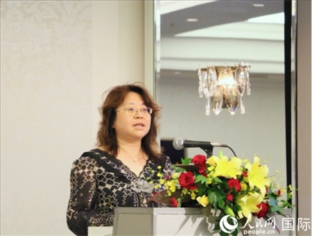 中國駐日本大使館經濟商務公使羅曉梅致辭。人民網 許可攝