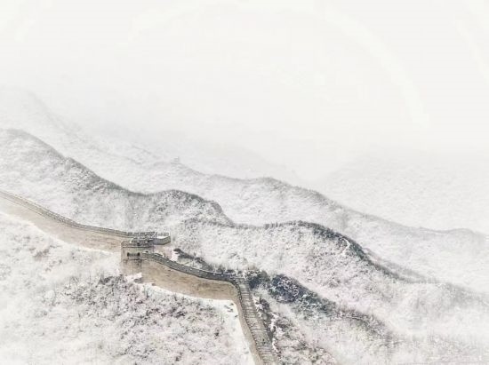朱銳拍攝的長城雪景。（受訪者供圖）