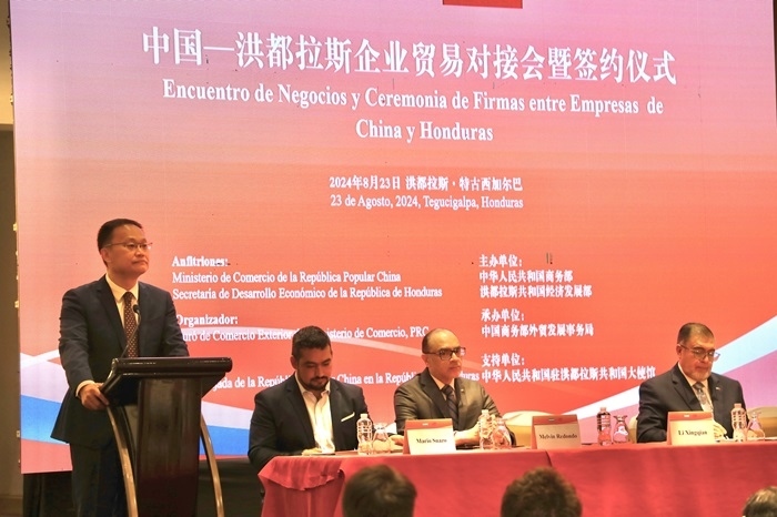 中國商務部外貿司司長李興乾發(fā)表講話。埃內斯托·多明戈斯攝