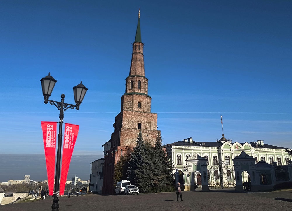 這是2024年10月20日拍攝的俄羅斯喀山克里姆林宮一景。新華社記者 丁海濤 攝