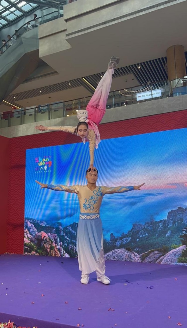 來自中國和新加坡的藝術(shù)團體聯(lián)袂表演了歌舞、器樂、武術(shù)、雜技等多種形式的文藝節(jié)目?；顒又鬓k方供圖