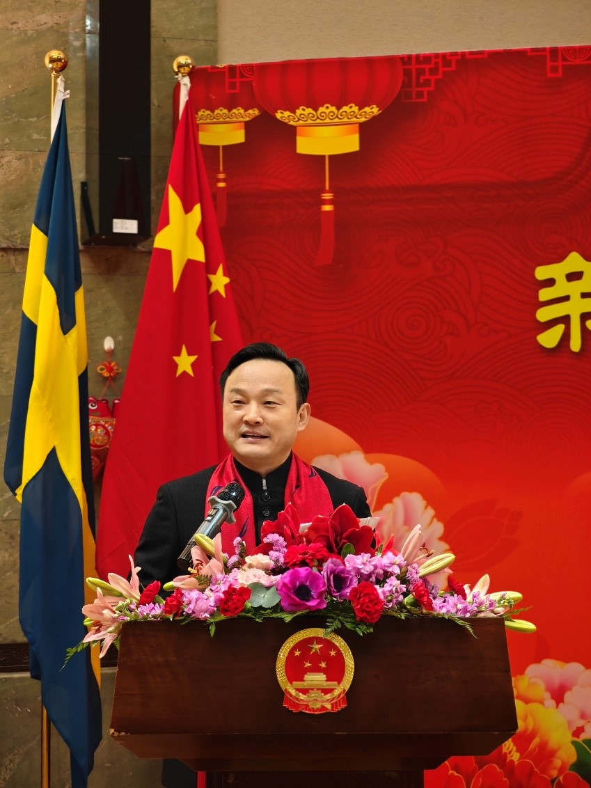 中國(guó)駐哥德堡總領(lǐng)事楊培棟致辭。中國(guó)駐哥德堡總領(lǐng)館供圖