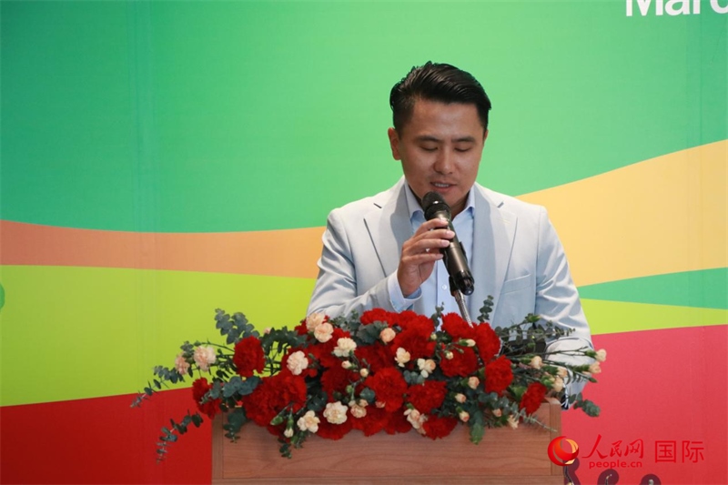 泰國華人青年商會(huì)會(huì)長(zhǎng)刁刻佳發(fā)表講話。朱瀟逸攝