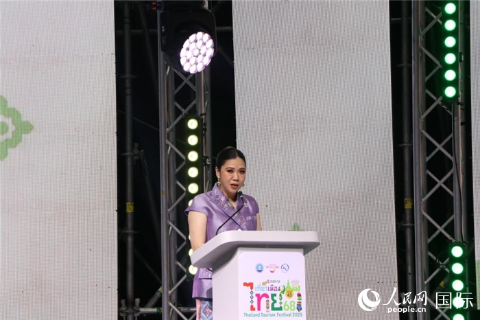 泰國旅游局局長塔佩妮在開幕式上致辭。朱瀟逸攝