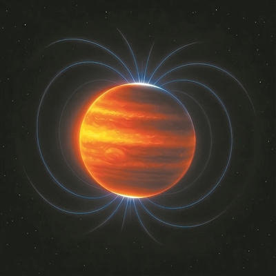 木星磁場（藝術(shù)圖）。圖片來源：物理學(xué)家組織網(wǎng)